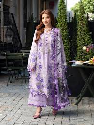 Lawn-3PC Chikankari Embroidered With Digital Printed Jacquard Dupatta-5246